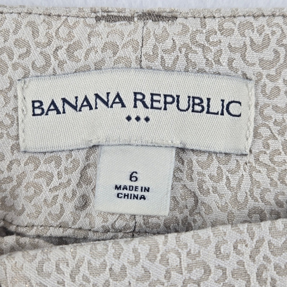 Banana Republic Dress Pants Womens 6 Tan Leopard Jacquard Metallic (B1) - Picture 2 of 8